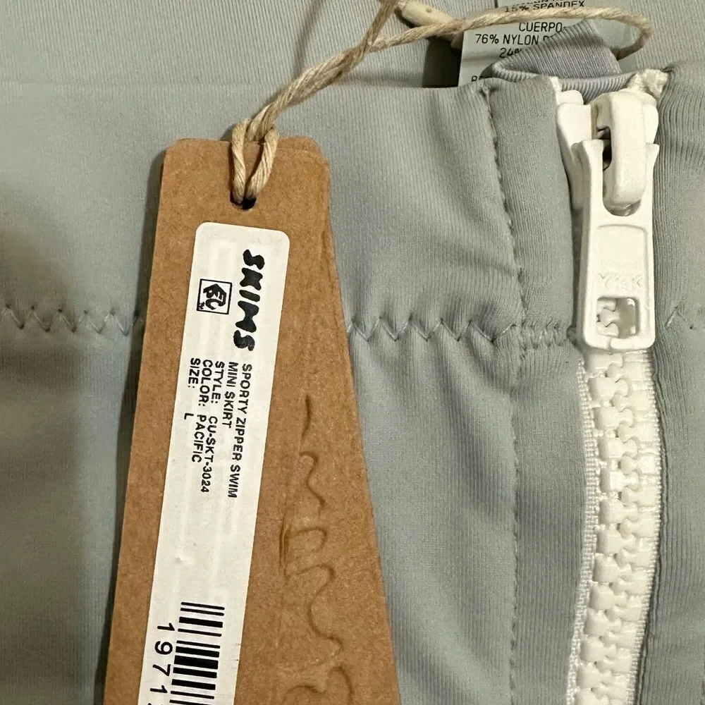 NWT SKIMS Pacific Sporty Mid Rise Stretch Recycled Nylon Mini Swim Skirt